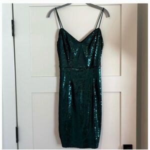 Elegant deep green Sequin Green Dress